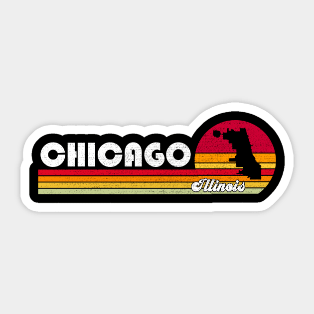 Classic 70s 80s Souvenir Vintage Retro Chicago  Illinois IL Distressed Sticker by DUC3a7